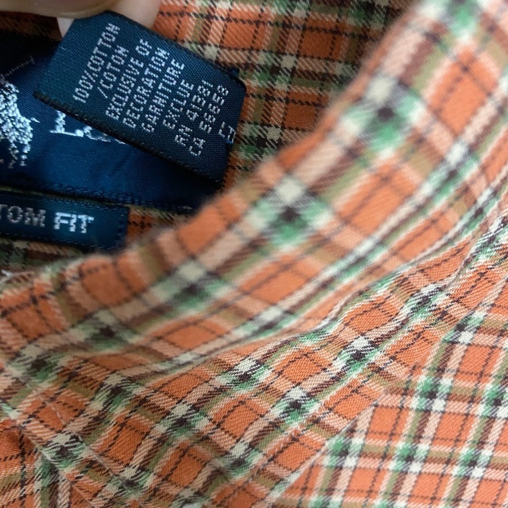 Ralph Lauren Plaid Button Down Shirt Mens XL Orange Green Long Sleeve Preppy - Picture 4 of 7